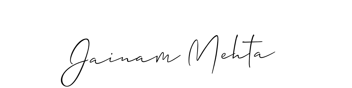 Make a short Jainam Mehta signature style. Manage your documents anywhere anytime using Allison_Script. Create and add eSignatures, submit forms, share and send files easily. Jainam Mehta signature style 2 images and pictures png