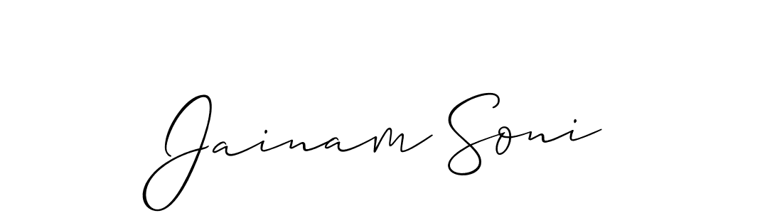 Create a beautiful signature design for name Jainam Soni. With this signature (Allison_Script) fonts, you can make a handwritten signature for free. Jainam Soni signature style 2 images and pictures png