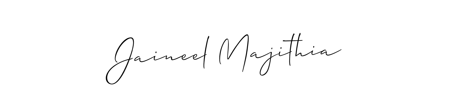 Make a short Jaineel Majithia signature style. Manage your documents anywhere anytime using Allison_Script. Create and add eSignatures, submit forms, share and send files easily. Jaineel Majithia signature style 2 images and pictures png