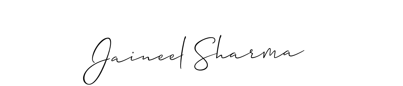 Also You can easily find your signature by using the search form. We will create Jaineel Sharma name handwritten signature images for you free of cost using Allison_Script sign style. Jaineel Sharma signature style 2 images and pictures png