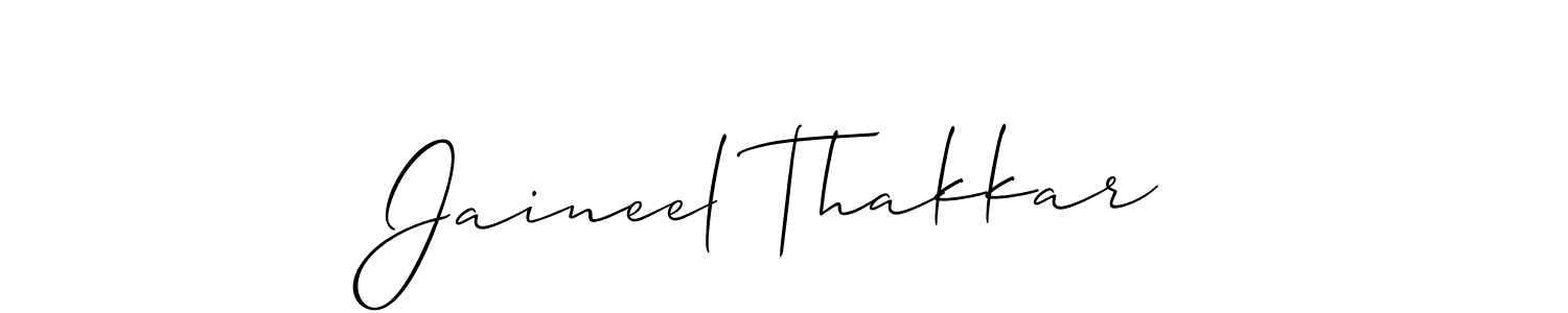 You should practise on your own different ways (Allison_Script) to write your name (Jaineel Thakkar) in signature. don't let someone else do it for you. Jaineel Thakkar signature style 2 images and pictures png