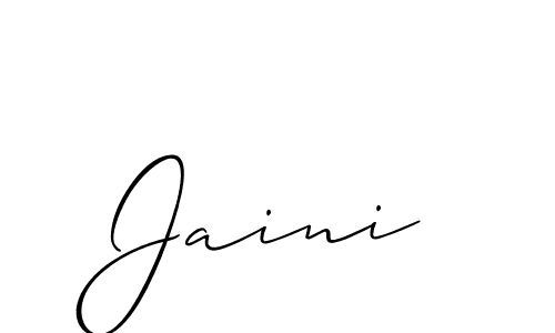 Create a beautiful signature design for name Jaini. With this signature (Allison_Script) fonts, you can make a handwritten signature for free. Jaini signature style 2 images and pictures png