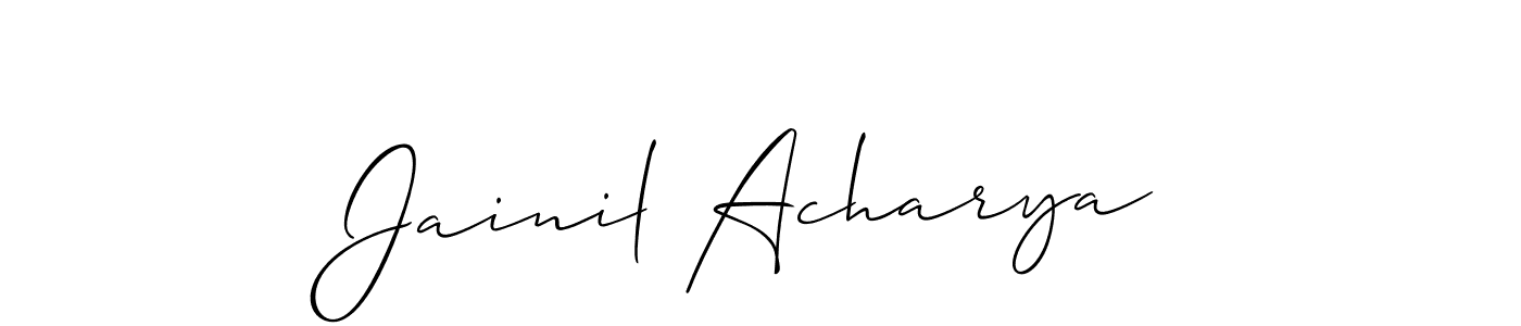 Make a short Jainil Acharya signature style. Manage your documents anywhere anytime using Allison_Script. Create and add eSignatures, submit forms, share and send files easily. Jainil Acharya signature style 2 images and pictures png