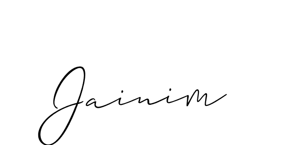 Use a signature maker to create a handwritten signature online. With this signature software, you can design (Allison_Script) your own signature for name Jainim. Jainim signature style 2 images and pictures png