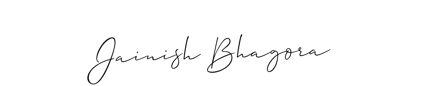 Make a beautiful signature design for name Jainish Bhagora. With this signature (Allison_Script) style, you can create a handwritten signature for free. Jainish Bhagora signature style 2 images and pictures png