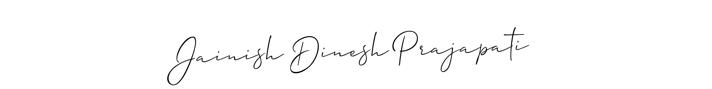 How to make Jainish Dinesh Prajapati name signature. Use Allison_Script style for creating short signs online. This is the latest handwritten sign. Jainish Dinesh Prajapati signature style 2 images and pictures png