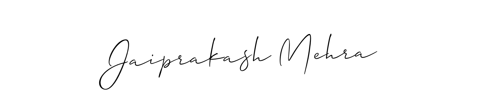 Design your own signature with our free online signature maker. With this signature software, you can create a handwritten (Allison_Script) signature for name Jaiprakash Mehra. Jaiprakash Mehra signature style 2 images and pictures png
