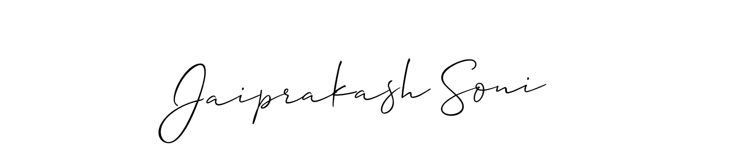 The best way (Allison_Script) to make a short signature is to pick only two or three words in your name. The name Jaiprakash Soni include a total of six letters. For converting this name. Jaiprakash Soni signature style 2 images and pictures png