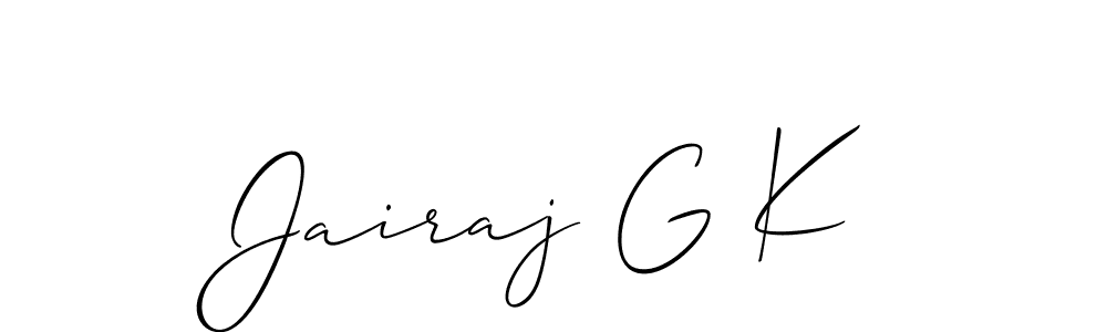 How to Draw Jairaj G K signature style? Allison_Script is a latest design signature styles for name Jairaj G K. Jairaj G K signature style 2 images and pictures png