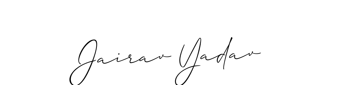 How to make Jairav Yadav name signature. Use Allison_Script style for creating short signs online. This is the latest handwritten sign. Jairav Yadav signature style 2 images and pictures png