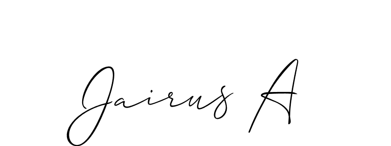 How to make Jairus A signature? Allison_Script is a professional autograph style. Create handwritten signature for Jairus A name. Jairus A signature style 2 images and pictures png