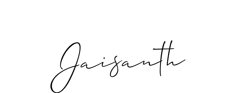The best way (Allison_Script) to make a short signature is to pick only two or three words in your name. The name Jaisanth include a total of six letters. For converting this name. Jaisanth signature style 2 images and pictures png