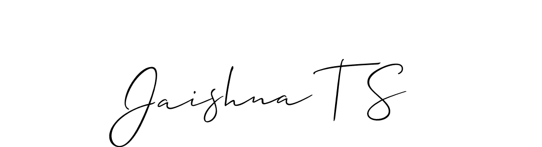 if you are searching for the best signature style for your name Jaishna T S. so please give up your signature search. here we have designed multiple signature styles  using Allison_Script. Jaishna T S signature style 2 images and pictures png