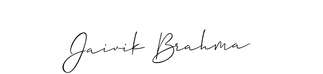 Create a beautiful signature design for name Jaivik Brahma. With this signature (Allison_Script) fonts, you can make a handwritten signature for free. Jaivik Brahma signature style 2 images and pictures png
