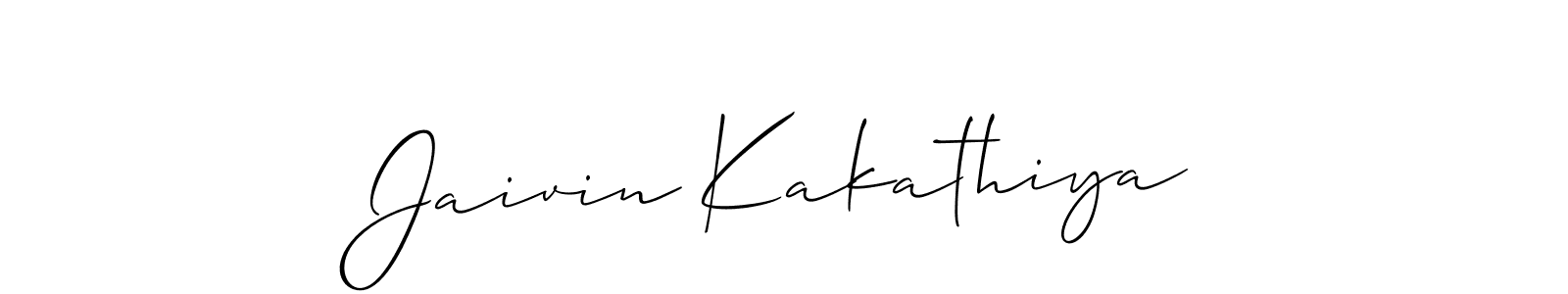 The best way (Allison_Script) to make a short signature is to pick only two or three words in your name. The name Jaivin Kakathiya include a total of six letters. For converting this name. Jaivin Kakathiya signature style 2 images and pictures png