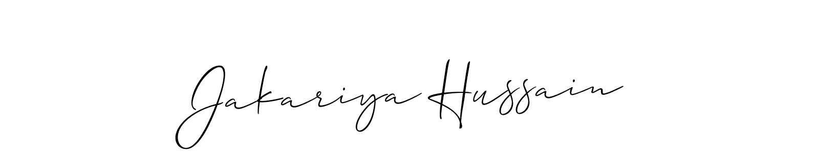 if you are searching for the best signature style for your name Jakariya Hussain. so please give up your signature search. here we have designed multiple signature styles  using Allison_Script. Jakariya Hussain signature style 2 images and pictures png