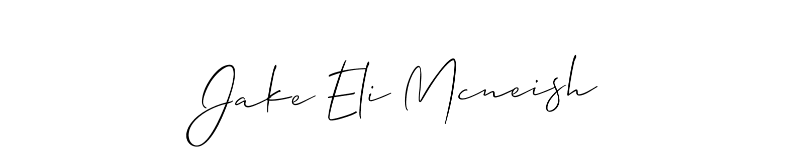 How to make Jake Eli Mcneish name signature. Use Allison_Script style for creating short signs online. This is the latest handwritten sign. Jake Eli Mcneish signature style 2 images and pictures png