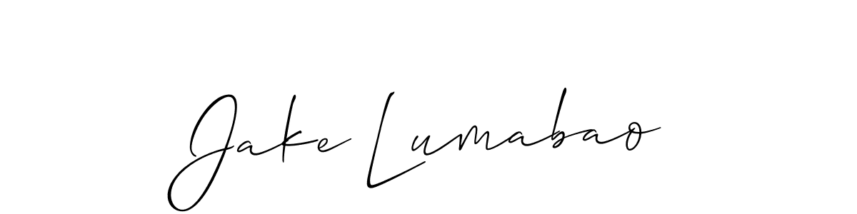How to make Jake Lumabao name signature. Use Allison_Script style for creating short signs online. This is the latest handwritten sign. Jake Lumabao signature style 2 images and pictures png