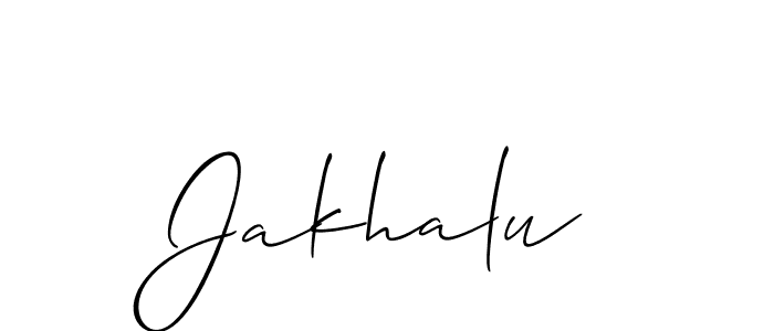 Use a signature maker to create a handwritten signature online. With this signature software, you can design (Allison_Script) your own signature for name Jakhalu. Jakhalu signature style 2 images and pictures png