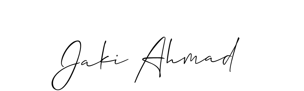 You should practise on your own different ways (Allison_Script) to write your name (Jaki Ahmad) in signature. don't let someone else do it for you. Jaki Ahmad signature style 2 images and pictures png