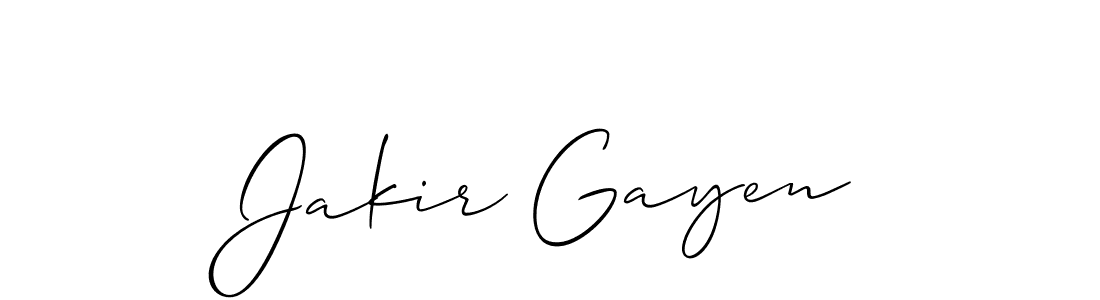 Make a beautiful signature design for name Jakir Gayen. With this signature (Allison_Script) style, you can create a handwritten signature for free. Jakir Gayen signature style 2 images and pictures png