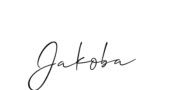 Allison_Script is a professional signature style that is perfect for those who want to add a touch of class to their signature. It is also a great choice for those who want to make their signature more unique. Get Jakoba name to fancy signature for free. Jakoba signature style 2 images and pictures png