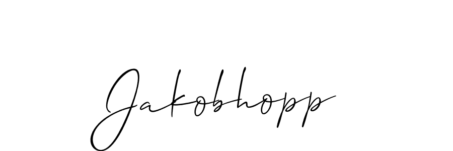 The best way (Allison_Script) to make a short signature is to pick only two or three words in your name. The name Jakobhopp include a total of six letters. For converting this name. Jakobhopp signature style 2 images and pictures png