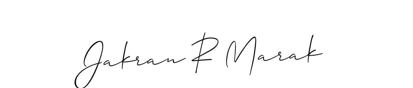 How to make Jakran R Marak name signature. Use Allison_Script style for creating short signs online. This is the latest handwritten sign. Jakran R Marak signature style 2 images and pictures png