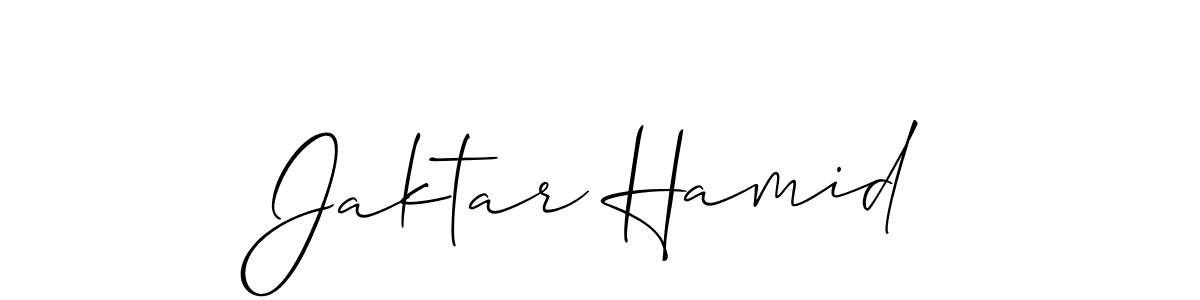 Allison_Script is a professional signature style that is perfect for those who want to add a touch of class to their signature. It is also a great choice for those who want to make their signature more unique. Get Jaktar Hamid name to fancy signature for free. Jaktar Hamid signature style 2 images and pictures png