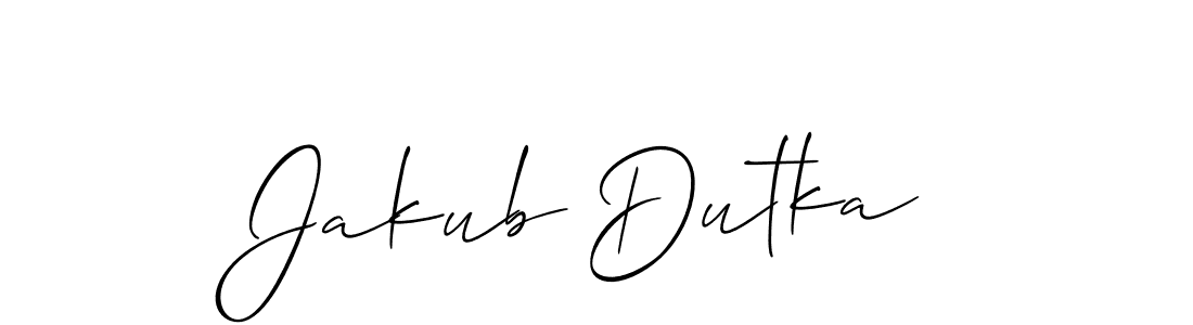You should practise on your own different ways (Allison_Script) to write your name (Jakub Dutka) in signature. don't let someone else do it for you. Jakub Dutka signature style 2 images and pictures png