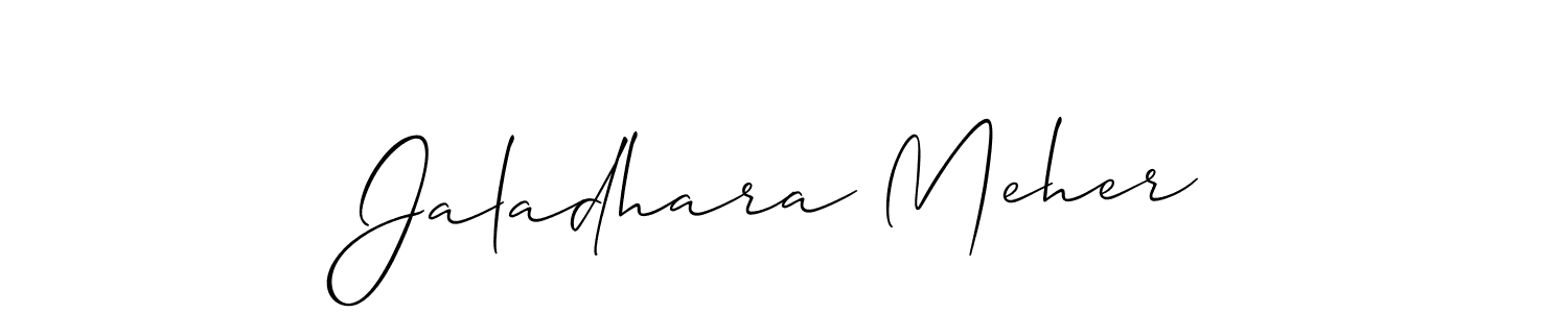 It looks lik you need a new signature style for name Jaladhara Meher. Design unique handwritten (Allison_Script) signature with our free signature maker in just a few clicks. Jaladhara Meher signature style 2 images and pictures png
