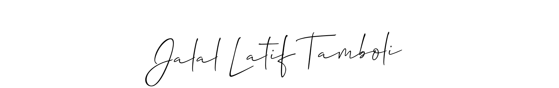 The best way (Allison_Script) to make a short signature is to pick only two or three words in your name. The name Jalal Latif Tamboli include a total of six letters. For converting this name. Jalal Latif Tamboli signature style 2 images and pictures png