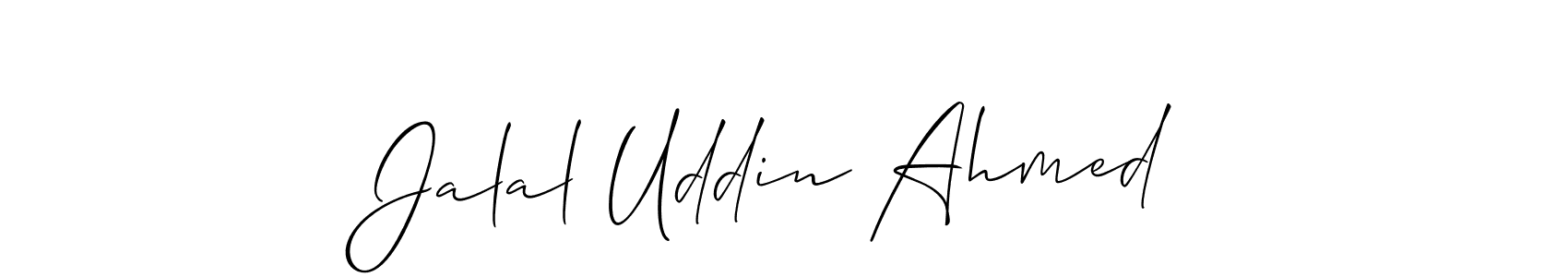 This is the best signature style for the Jalal Uddin Ahmed name. Also you like these signature font (Allison_Script). Mix name signature. Jalal Uddin Ahmed signature style 2 images and pictures png