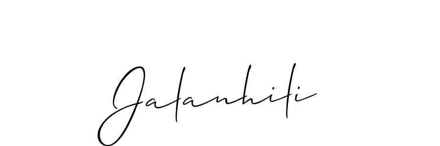 The best way (Allison_Script) to make a short signature is to pick only two or three words in your name. The name Jalanhili include a total of six letters. For converting this name. Jalanhili signature style 2 images and pictures png