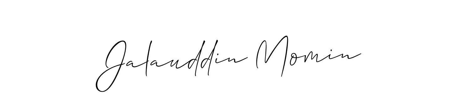 Use a signature maker to create a handwritten signature online. With this signature software, you can design (Allison_Script) your own signature for name Jalauddin Momin. Jalauddin Momin signature style 2 images and pictures png