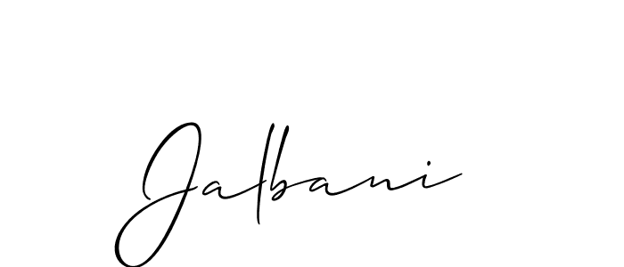 Use a signature maker to create a handwritten signature online. With this signature software, you can design (Allison_Script) your own signature for name Jalbani. Jalbani signature style 2 images and pictures png