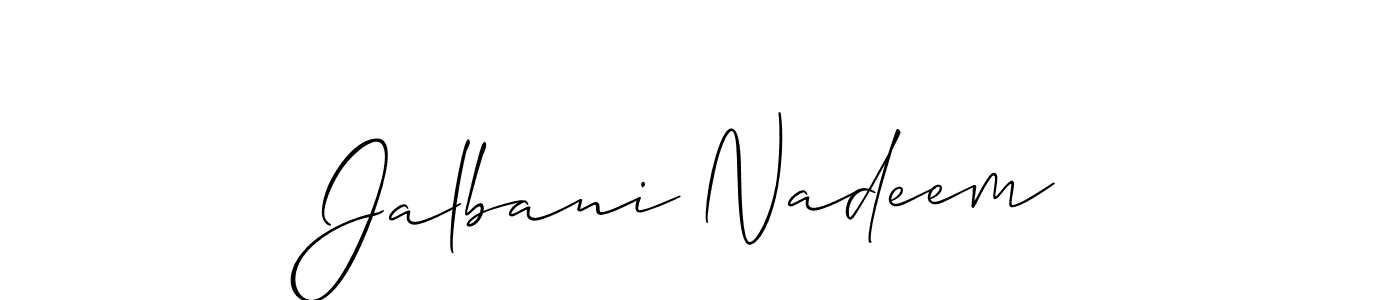 How to Draw Jalbani Nadeem signature style? Allison_Script is a latest design signature styles for name Jalbani Nadeem. Jalbani Nadeem signature style 2 images and pictures png