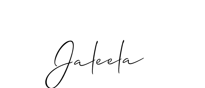 Create a beautiful signature design for name Jaleela. With this signature (Allison_Script) fonts, you can make a handwritten signature for free. Jaleela signature style 2 images and pictures png