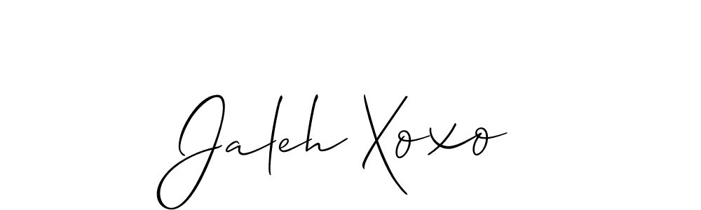 if you are searching for the best signature style for your name Jaleh Xoxo. so please give up your signature search. here we have designed multiple signature styles  using Allison_Script. Jaleh Xoxo signature style 2 images and pictures png