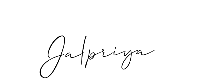 Use a signature maker to create a handwritten signature online. With this signature software, you can design (Allison_Script) your own signature for name Jalpriya. Jalpriya signature style 2 images and pictures png
