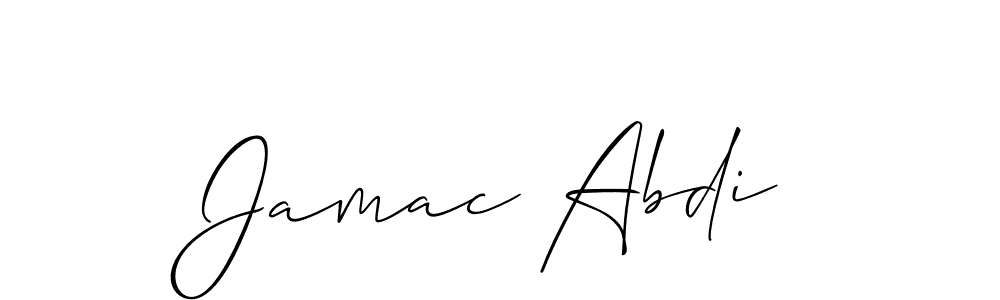 Allison_Script is a professional signature style that is perfect for those who want to add a touch of class to their signature. It is also a great choice for those who want to make their signature more unique. Get Jamac Abdi name to fancy signature for free. Jamac Abdi signature style 2 images and pictures png