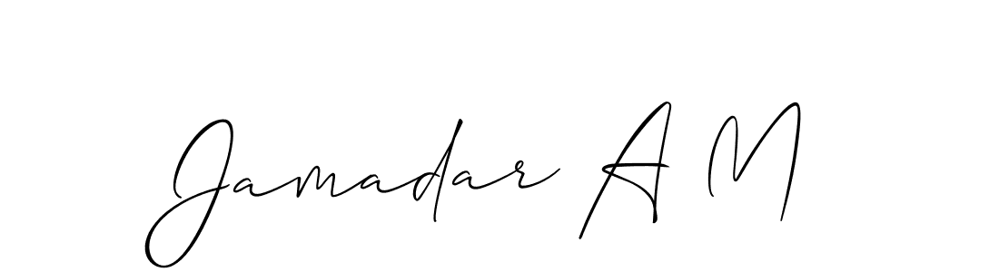 if you are searching for the best signature style for your name Jamadar A M. so please give up your signature search. here we have designed multiple signature styles  using Allison_Script. Jamadar A M signature style 2 images and pictures png