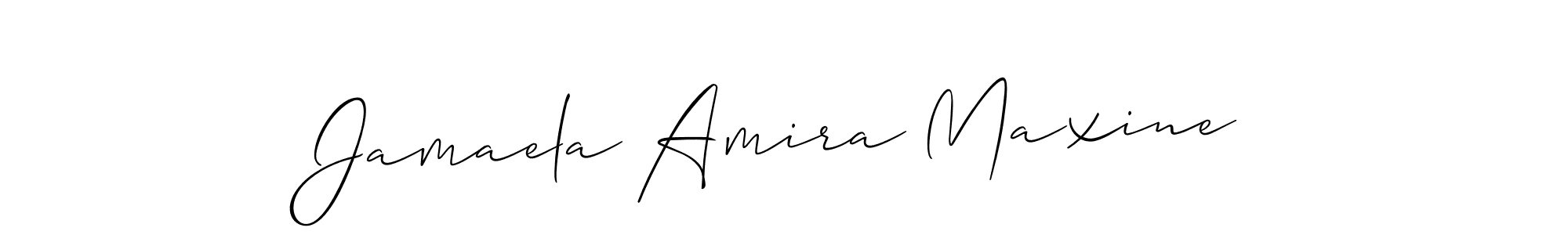 It looks lik you need a new signature style for name Jamaela Amira Maxine. Design unique handwritten (Allison_Script) signature with our free signature maker in just a few clicks. Jamaela Amira Maxine signature style 2 images and pictures png