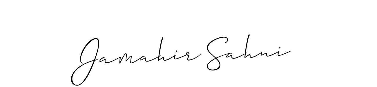 It looks lik you need a new signature style for name Jamahir Sahni. Design unique handwritten (Allison_Script) signature with our free signature maker in just a few clicks. Jamahir Sahni signature style 2 images and pictures png