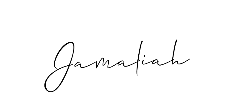 The best way (Allison_Script) to make a short signature is to pick only two or three words in your name. The name Jamaliah include a total of six letters. For converting this name. Jamaliah signature style 2 images and pictures png