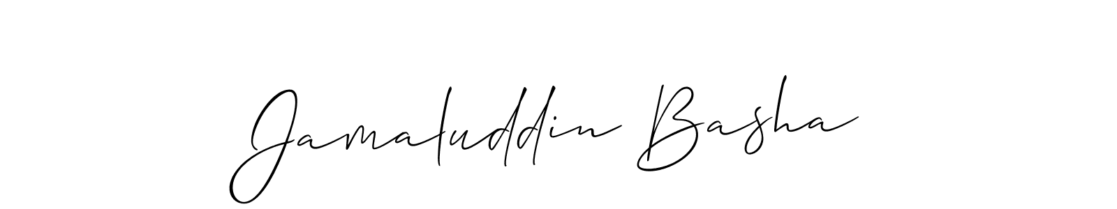 The best way (Allison_Script) to make a short signature is to pick only two or three words in your name. The name Jamaluddin Basha include a total of six letters. For converting this name. Jamaluddin Basha signature style 2 images and pictures png