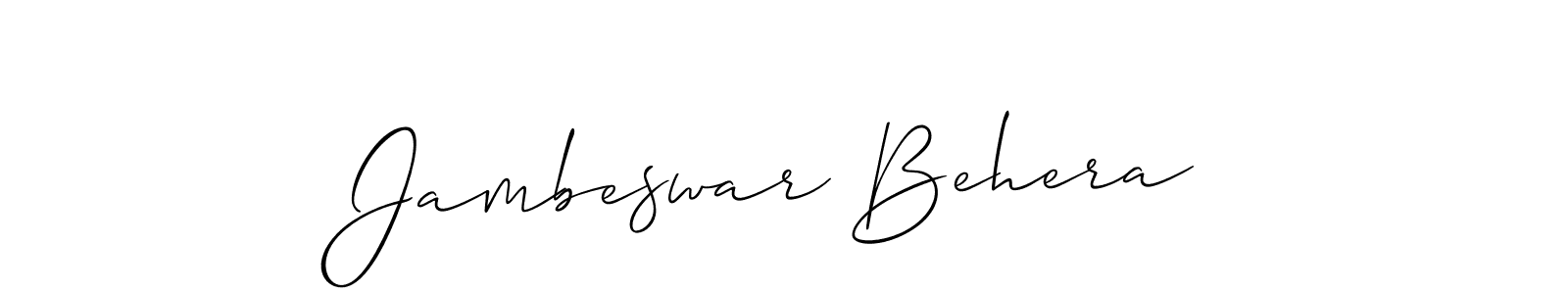 Also You can easily find your signature by using the search form. We will create Jambeswar Behera name handwritten signature images for you free of cost using Allison_Script sign style. Jambeswar Behera signature style 2 images and pictures png