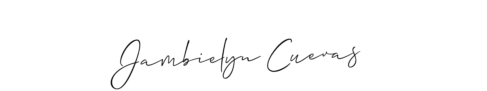 Use a signature maker to create a handwritten signature online. With this signature software, you can design (Allison_Script) your own signature for name Jambielyn Cuevas. Jambielyn Cuevas signature style 2 images and pictures png