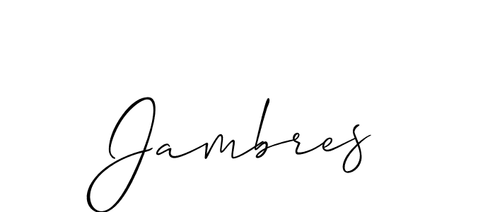 Design your own signature with our free online signature maker. With this signature software, you can create a handwritten (Allison_Script) signature for name Jambres. Jambres signature style 2 images and pictures png