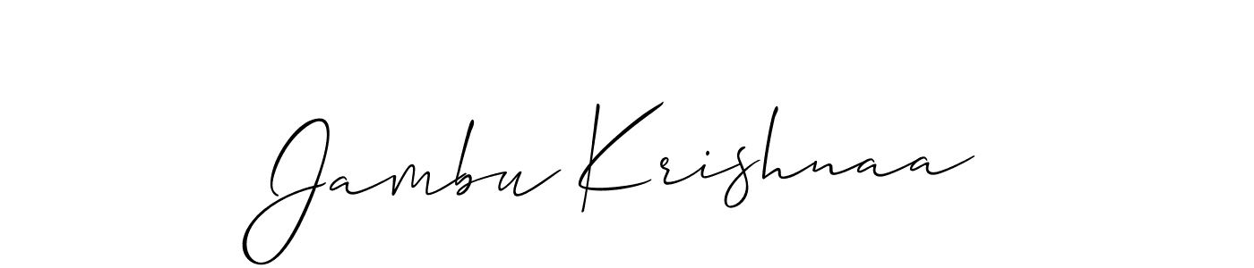 It looks lik you need a new signature style for name Jambu Krishnaa. Design unique handwritten (Allison_Script) signature with our free signature maker in just a few clicks. Jambu Krishnaa signature style 2 images and pictures png